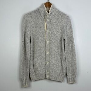 Gran Sasso Sweater Mens 50 Medium Light Gray Geelong Wool Button Up Cardigan